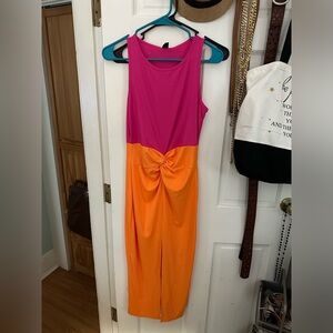 Color blocking midi dress